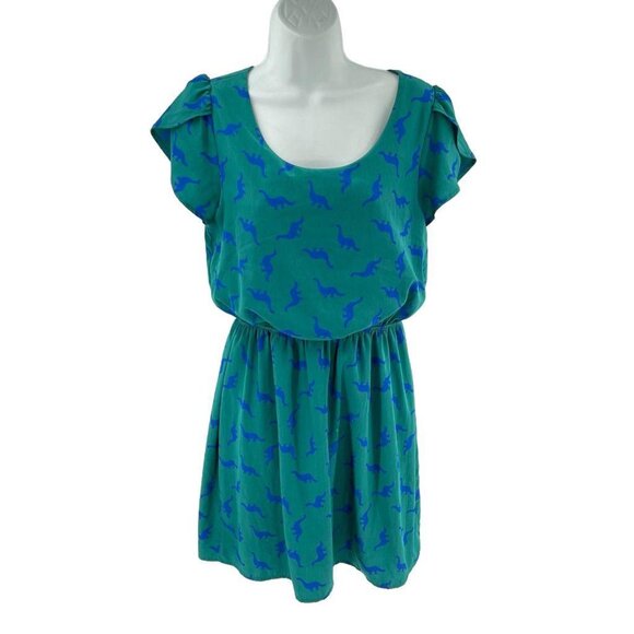 Mod Cloth Peach Love Dinosaur Dress Size Large - Picture 1 of 9